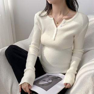 Maternity clothes autumn and winter long-sleeved sweater warm sweater autumn and winter pregnant bottoming shirt fashionable all-matching top T-shirt