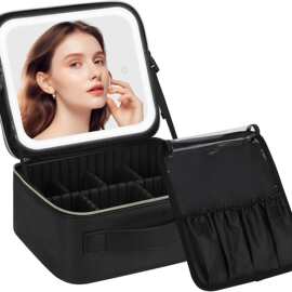 2024亚马逊爆款化妆包带灯带镜高级感大容量化妆箱一个起批