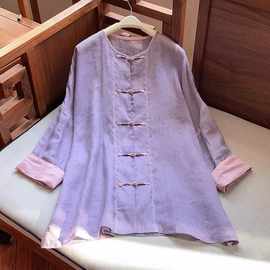 工厂 新中式柠檬草夏日百搭烧花工艺苎麻盘扣防晒服开衫外套 女装