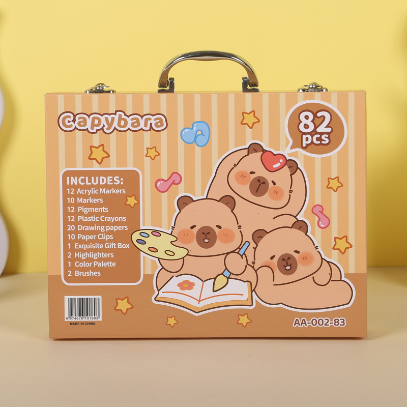 新学期 82 ピースマーカーセット子供のホリデーギフト水彩ペンクレヨン絵画ギフトボックスブラシ卸売|undefined