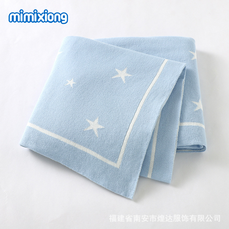 Ins venta caliente primavera nueva estrella de cinco puntas jacquard bebé manta bebé cochecito cubierta edredón