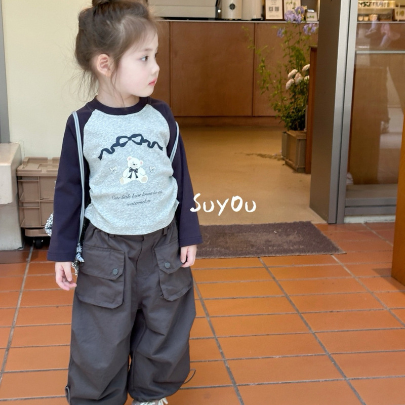 Sweet Little Sister Spring and Autumn New Style Children's Long Sleeve Cute Top for Girls, Fashionable and Versatile Casual Trendy T-Shirt