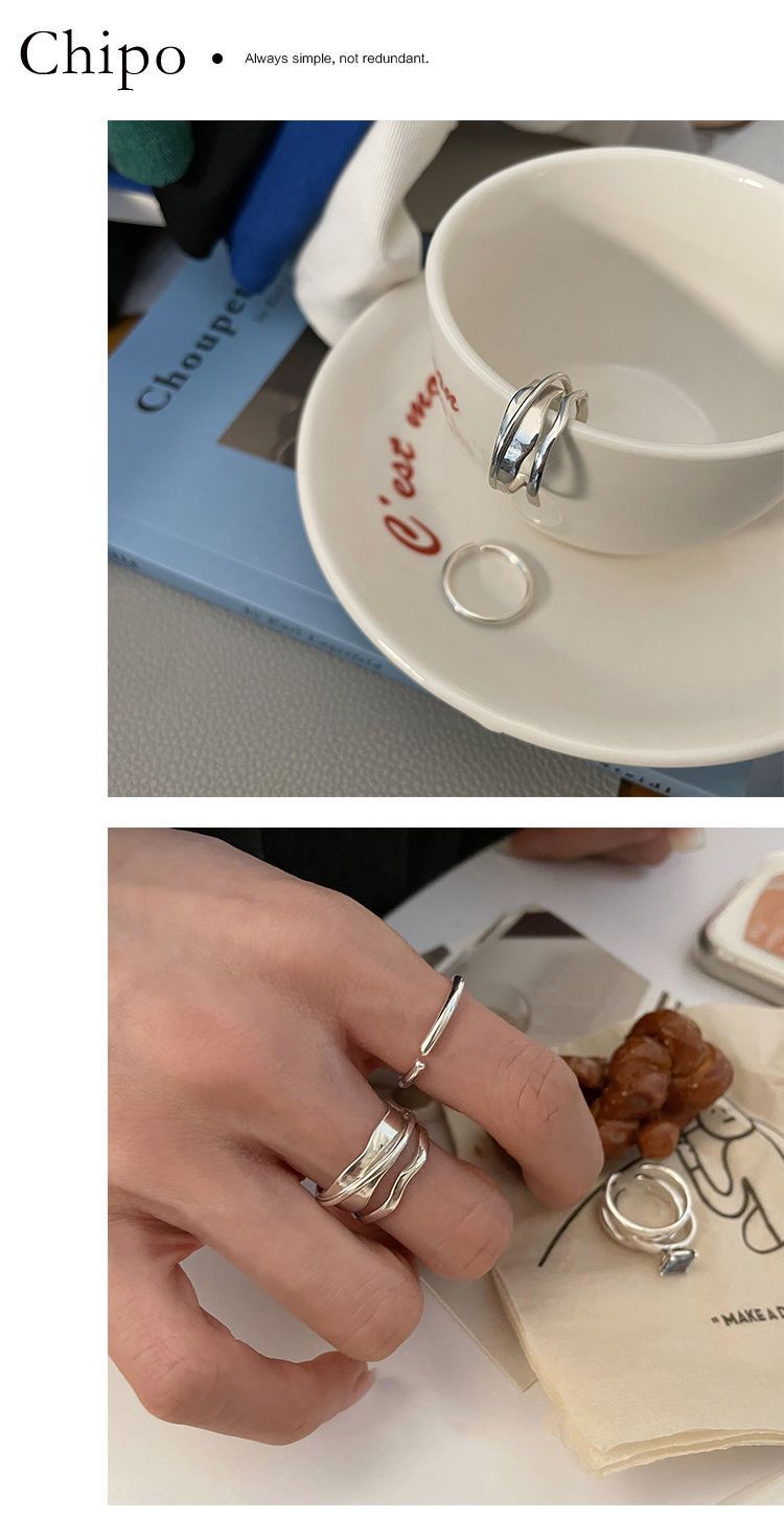 Anello di tendenza per coppie con dito indice in argento puro, design di nicchia, sensazione di alta qualità, personalità alla moda, per Capodanno_voghion.com