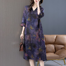 清仓特香云纱连衣裙春夏妈妈装高档真品垂坠感桑蚕丝裙子