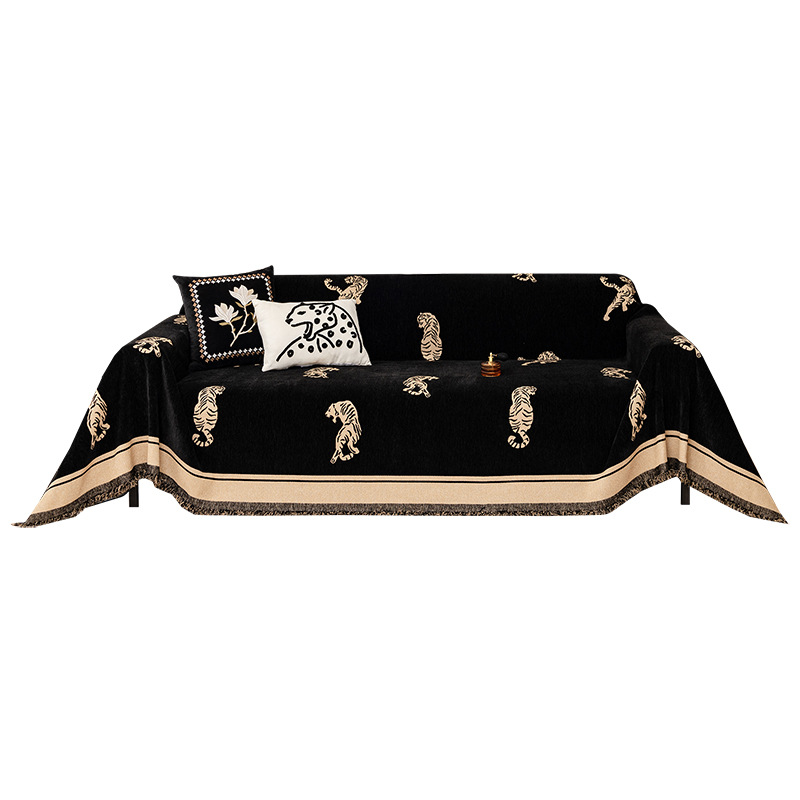 Chenille Simple Four Seasons Universal High-end Tiger And Leopard Pattern Integrated Multi-functional Sofa Cover Cloth_voghion.com