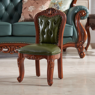 Ruifuxiang American-style Solid Wood Children's Small Chair Small Backrest Chair European-style Leather Soft Bag Children's Dining Chair