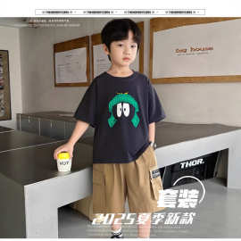 2025新款儿童男童夏装套装中大童夏男孩夏季短袖运动休闲两件套潮