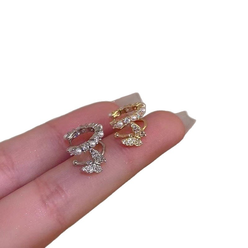 Super inmortal dulce mariposa zircon perla clip de hueso de orejas 2026 nuevo nicho exquisito sin agujeros de orejas accesorios de orejas versátiles