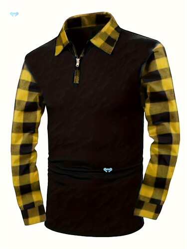 1/4 Zipper Retro Plaid Shirt Relaxed Casual Style