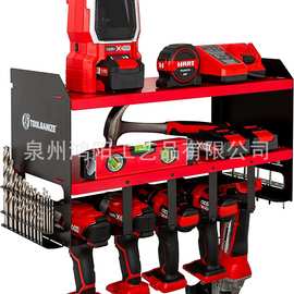 电钻架电动工具收纳器和墙壁储物架 - 重型金属钻架 车库实用货架
