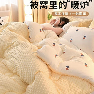Thickened AB version Beanie Quilt Autumn and Winter Machine Washable Autumn Soybean Quilt Double-sided Warm Cotton Quilt Core