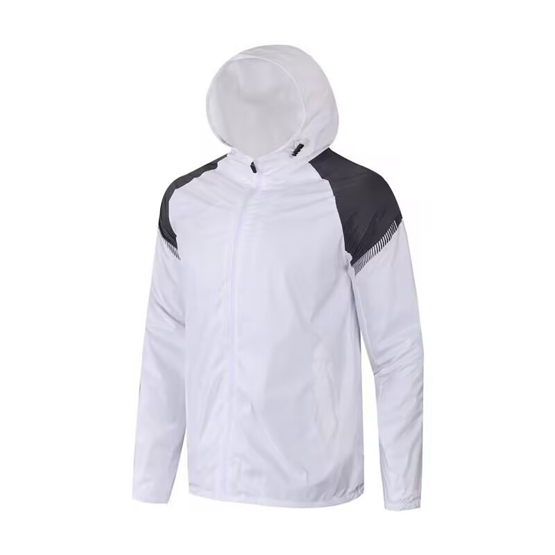 Nuevos deportes al aire libre abrigo de entrenamiento de fútbol a prueba de viento impermeable hombres y mujeres deportivos encapuchados abrigo de compra grupal