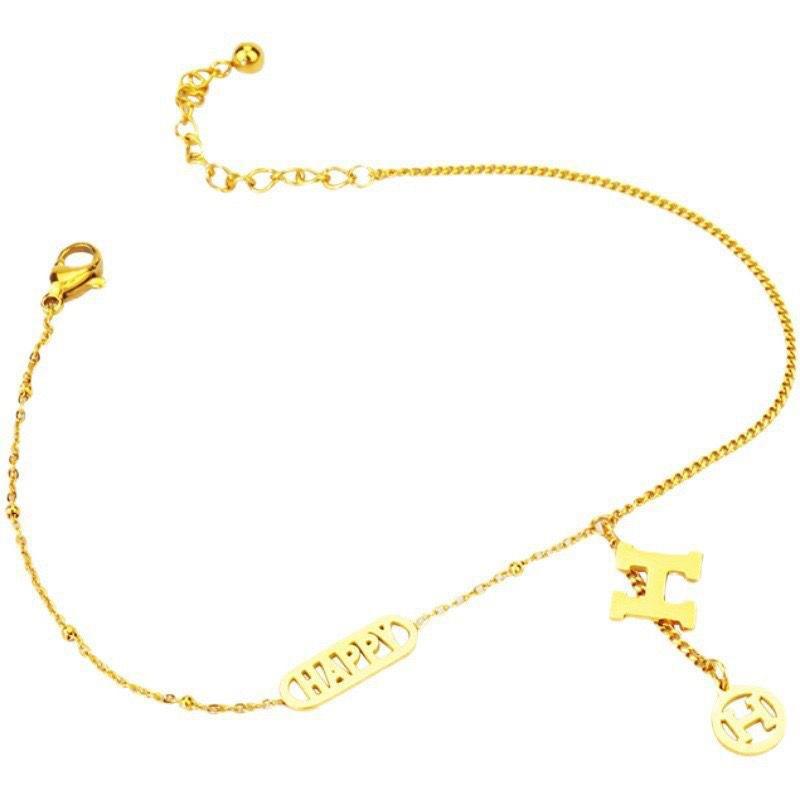 Letra H borla tobillera hembra Red roja feliz irregular de acero de titanio no se desvanece novias pie cadena desnuda cadena regalo de verano