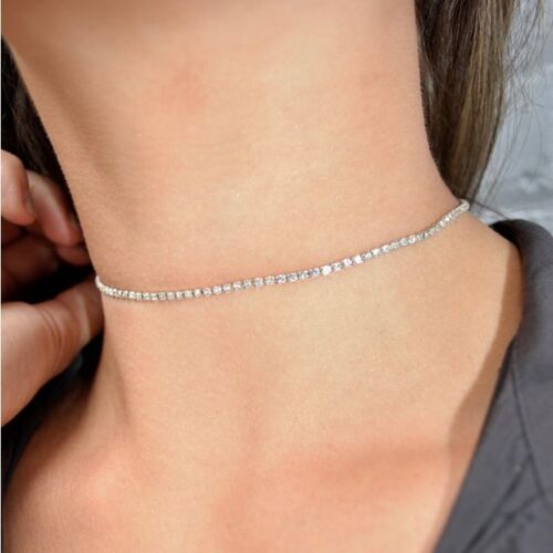 Hot-selling European and American-style jewelry: Elegant diamond-studded full-diamond necklace, fashionable and versatile rhinestone claw chain, clavicle necklace for women.