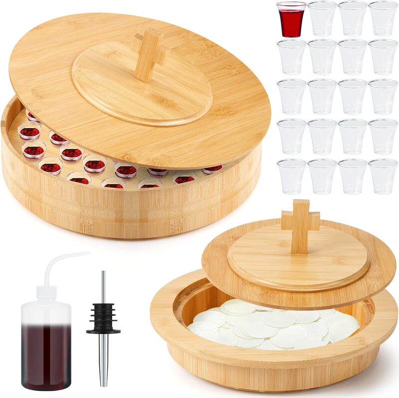 Wooden Communion Set Storage Tray, Wooden Bread Tray with Lid, Communion Tray, Church Cup Filling Tray Wooden Communion Set Storage Tray, Wooden Bread Tray with Lid, Communion Tray, Church Cup Filling Tray