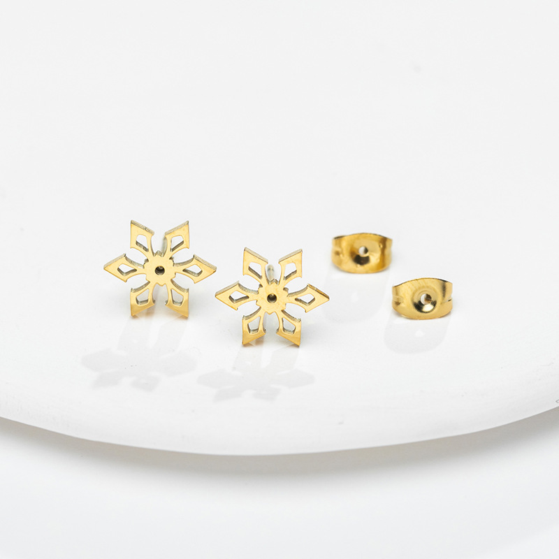 Simple Style Snowflake Stainless Steel Ear Studs Plating No Inlaid Stainless Steel Earrings_colorza_8