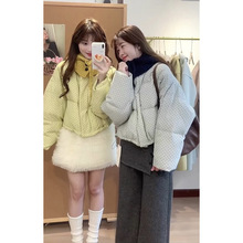 韩国东大门女装冬上新减龄宽松波点加厚保暖羽绒服女新款配围脖