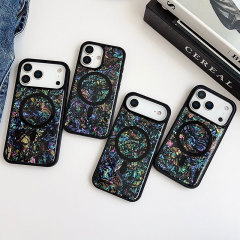 滴胶磁吸炫彩贝壳纹适用iPhone17Promax镭射16防摔贝母纹15手机壳