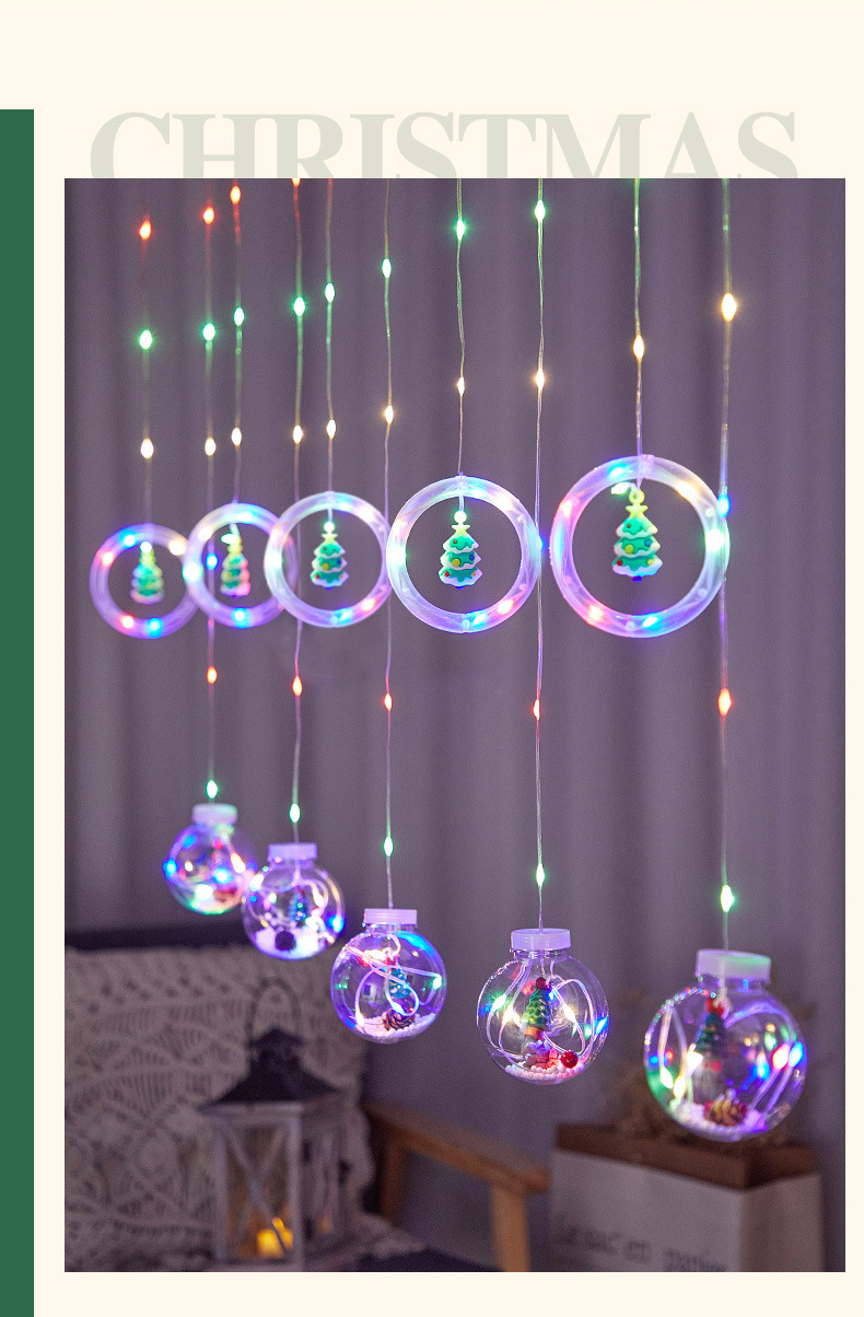 Festive Decoration Ing Ball Ring Remote Control Snowman Christmas Tree Led Curtain String Lights display picture 3