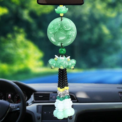 Decorations, Car-Mounted Lotus Peace Pixiu – Car hanging - light-jade-car-hanging-sleeping-buddha