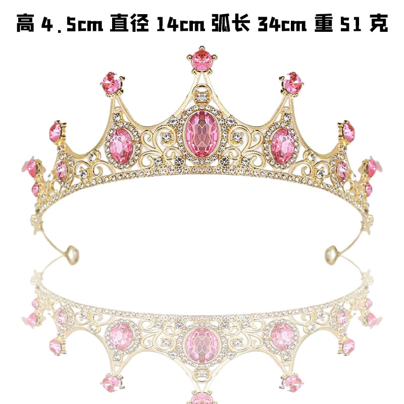 Juegos de joyería de baile de cena transfronterizos de Europa y América, collares, pendientes, corona de boda, vestido de boda de tres piezas, diamante rosa, rey