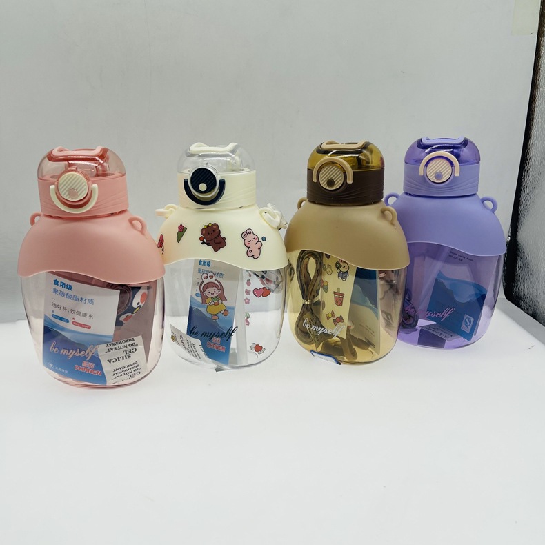 Taza de agua cuadrada de gran abdomen, taza de agua de gran capacidad para mujeres, taza de cinturón, hermosa botella roja, taza de paja para niños