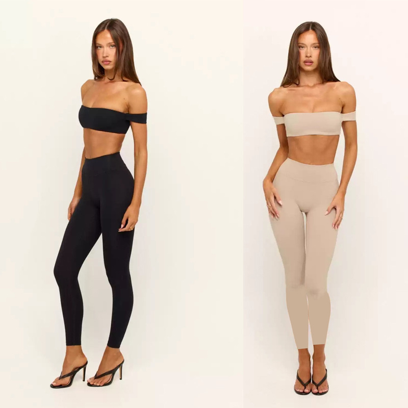 European and American Foreign Trade Cross-Border Yoga Wear with Chest Pads, Sports Bra, High-Waisted Quick-Dry Butt-Lifting Fitness Leggings Set for Women