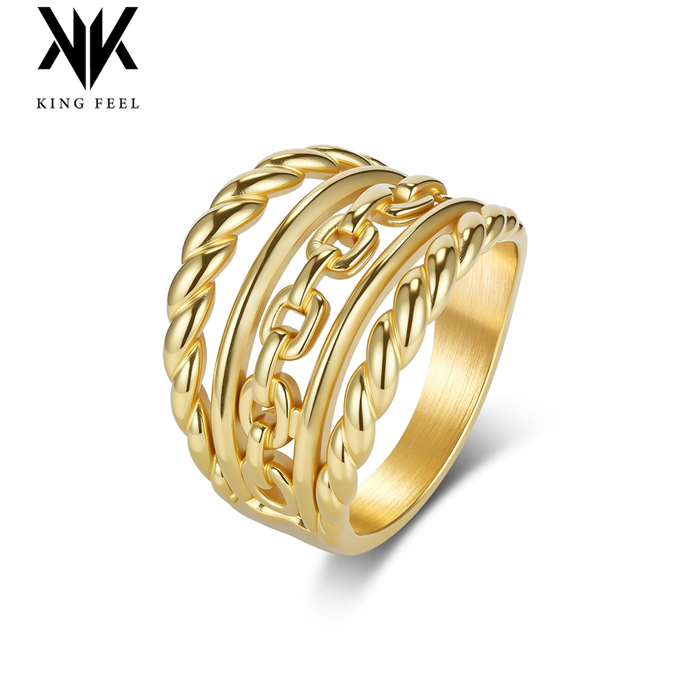 Titanium Steel Braided Chain Ring For Men And Women European American Style High End Index Finger Ring Trendy Accessory_voghion.com