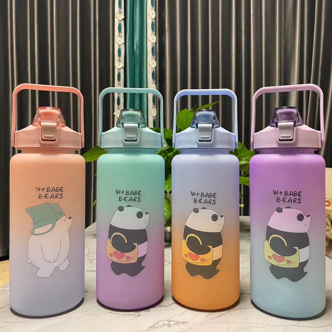 Taza de agua de gran capacidad de plástico esmerilado de dibujos animados espacio taza tamaño traje gradiente color taza conjunto transfronterizo deportes olla portátil