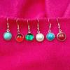 Earrings stainless steel, turquoise stone inlay from pearl, decorations, with gem