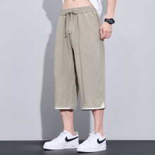 新款莱赛尔亚麻七分裤男款 夏天冰丝凉快透气薄款 日常基础休闲裤