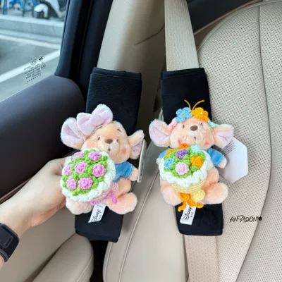 Anti-Neck Strain Car Decoration — Sürətlər qutusu və əl tormozu başlıqları - black-velvet-shoulder-pads-bouquet-set-authentic-little-bean-flower-two-pieces