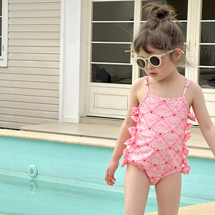 Ins Girls' Summer Sling Swimsuit Quick-Dry Baby Girl Swimming Western Style Bow Holiday Hot Spring Swimsuit
