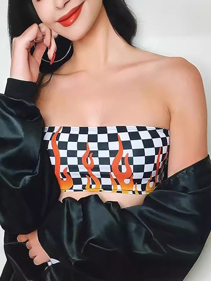 Flame Print Cami Top - On Model
