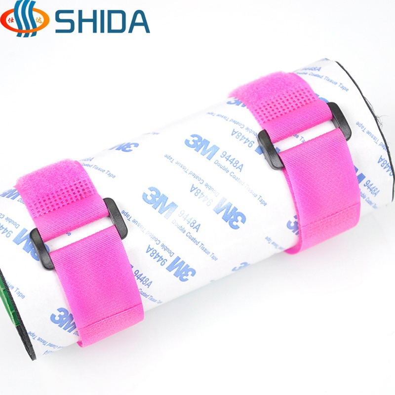 Shida hebilla inversa cinta de velcro nylon color modelo batería correa de velcro flejado Paquete de cable organizador