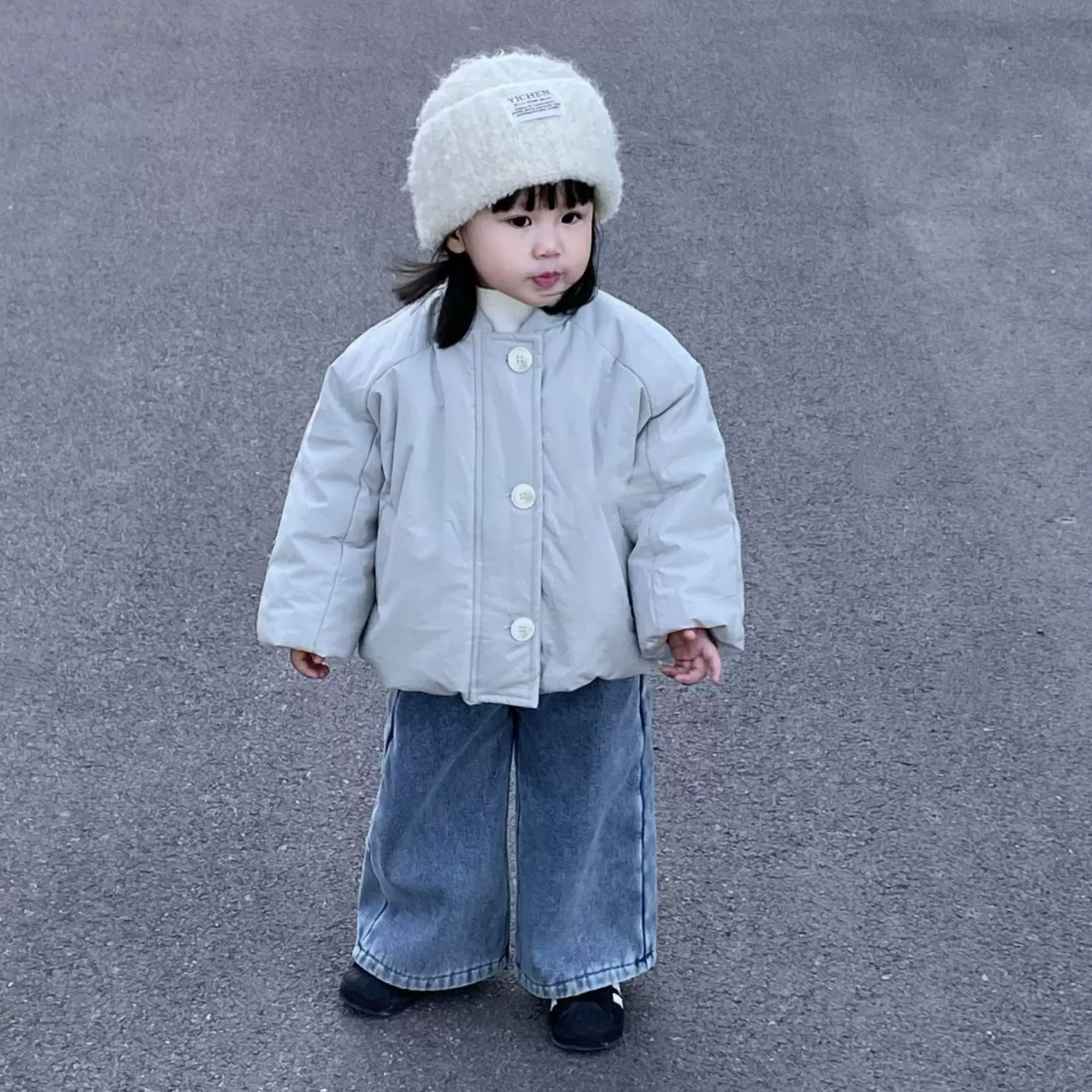 2025冬季新款童装 韩版童装 女童纯色休闲短款棉服 儿童冬款棉衣