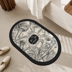 Sketch style diatomaceous earth soft cushion bathroom mat, bathroom absorbent anti-slip foot mat, toilet door quick-drying rug