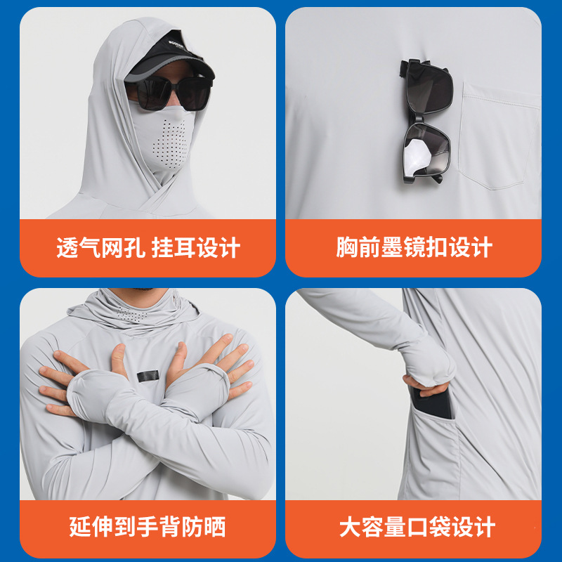 Ropa de pesca de ropa de protección solar para hombres de manga larga 2025 nuevo estilo de secado rápido anti-ultravioleta resistente al desgaste ropa de protección solar de pesca de seda de hielo para hombres
