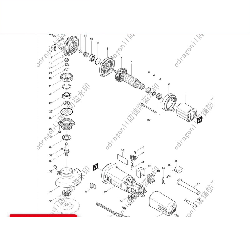 日本makita牧田9556HN角磨机配件转子定子开关齿轮主轴碳刷机壳