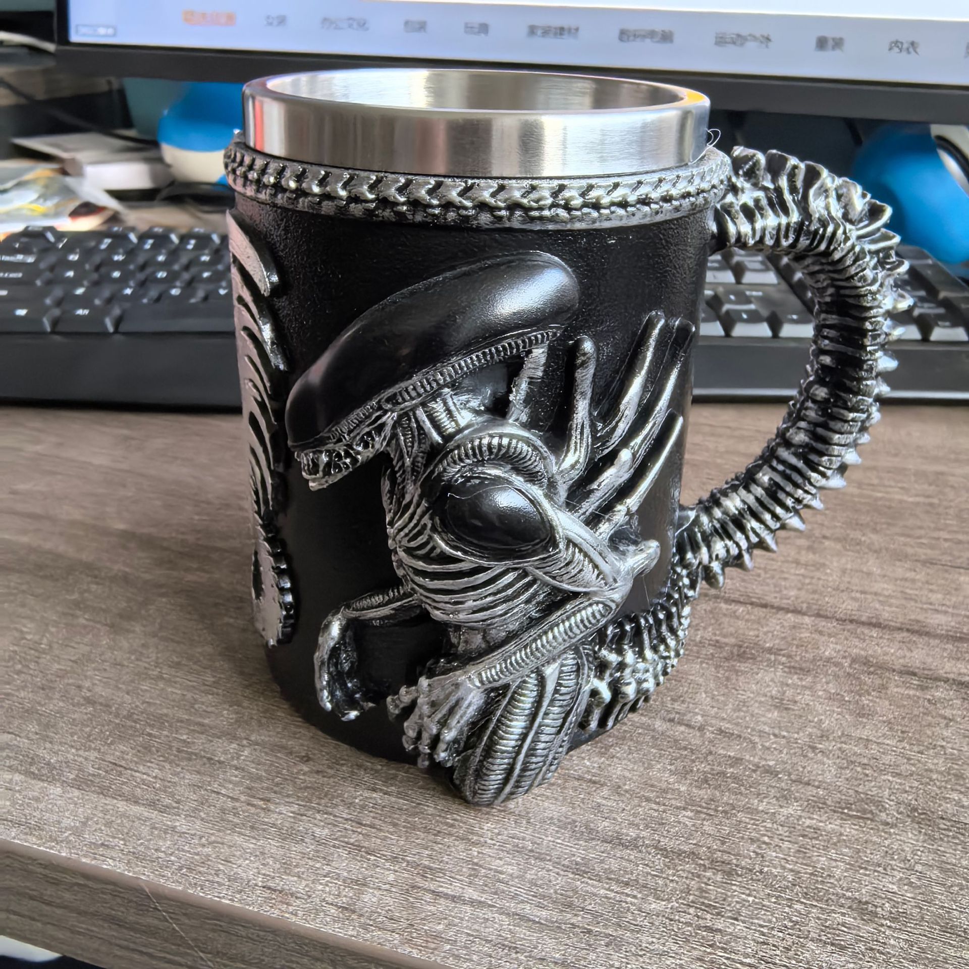 Tazas de acero inoxidable creativas de resina transfronteriza tazas de agua personales de regalos decoración fábrica de joyas cabello recto