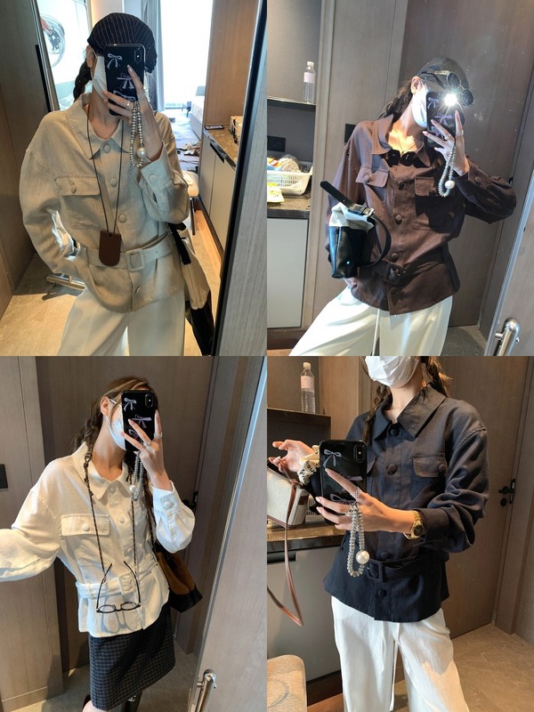 摩且 时髦进阶法则 天丝亚麻老钱风系腰带工装风衬衫外套 MQ0714|undefined