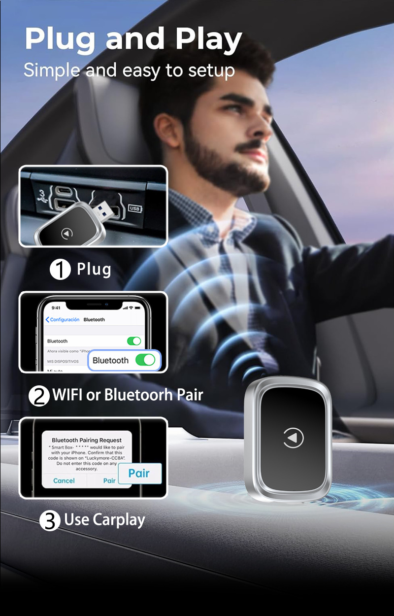 Cross-Border Wireless Carplay Box Upgrade Android Smart Car-Machine Interconnection Module Car Carplay Printed Logo