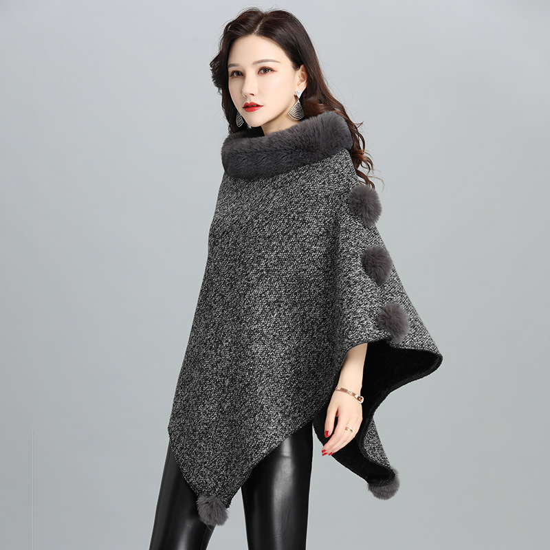 2023 nuevo estilo de piel sintética abrigo de Europa y América temperamento femenino invierno Faux Rex piel de conejo Mediados de longitud media caliente cinco bolas de piel