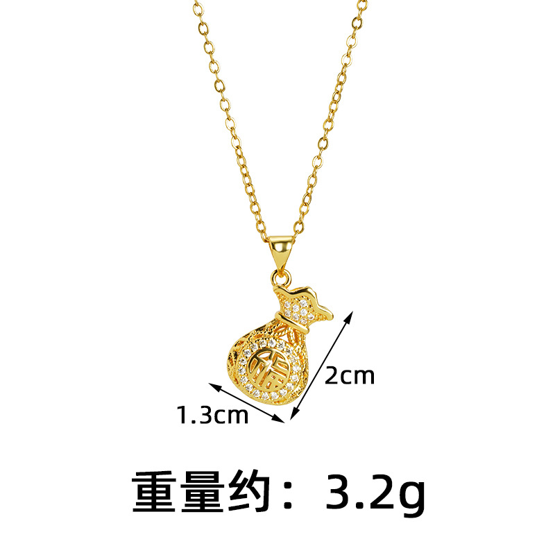 Nuevos colgantes de oro antiguos Fasha retro bolsas de dinero con diamantes huecos colgantes de bolsas de bendición para niños no se desvanecen accesorios al por mayor
