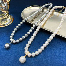 水晶珍珠项链一款多戴吊坠项链锁骨链可拆吊坠铜镶锆石饰品