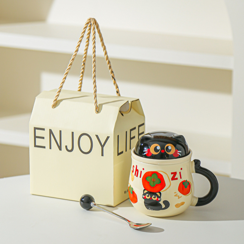 Fruta creativa gatos con tazas de fugas de té encantadoras caricaturas de alto valor de la cara de la taza de desayuno de leche doméstica taza de agua de oficina