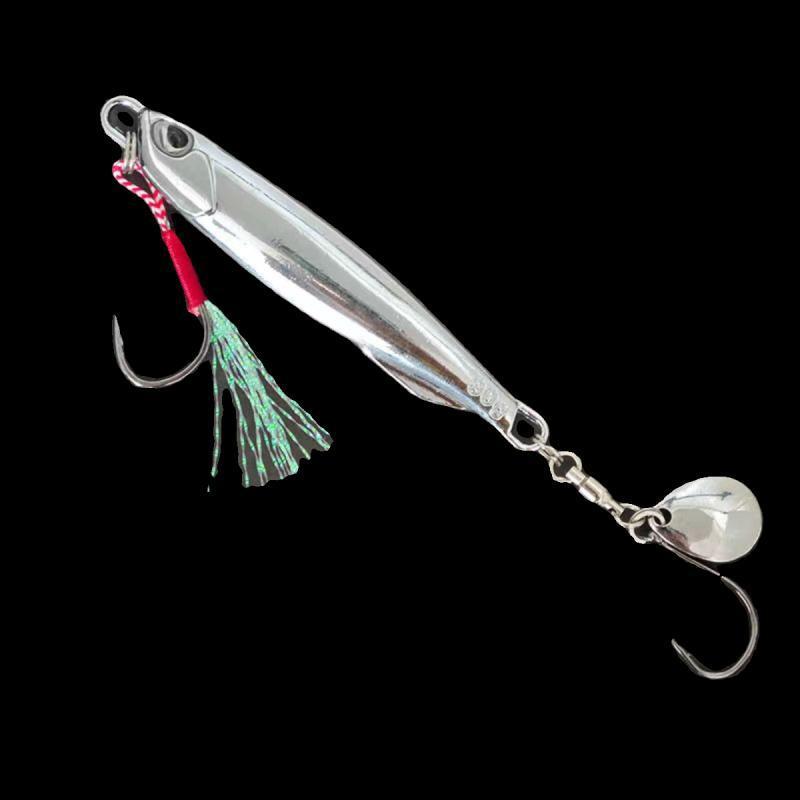 Espejo plateado con sequinilla, tres ganchos de mar dulce, cebo de lanzamiento de cebo metálico