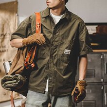 美式复古工装衬衫男短袖宽松2024年夏季高级感半袖衬衣春夏款上衣