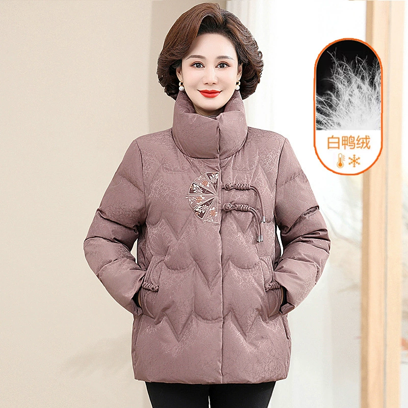 Мама зимний пуховик средняя длинная иностранная хлопчатобумажная куртка 2024 новый средний и пожилой женский зимний утолщение