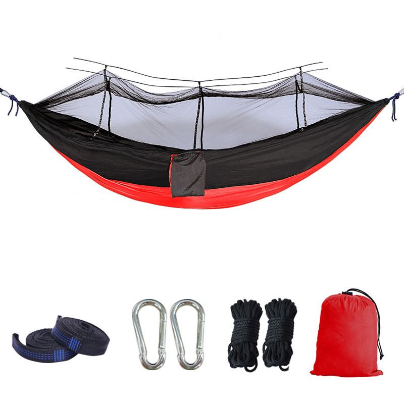 Quick-abierto mosquito red hamaca acampar al aire libre paraguas de tela portátil anti-Flip anti-mosquito hamaca doble individual